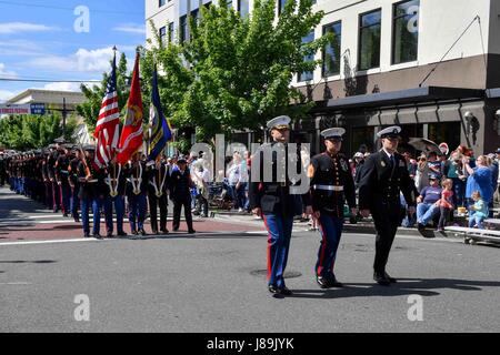 Vice Adm. Nora Tyson, commander, U.S. 3rd Fleet, observes the Ridgetop  Middle School Marching Band during the 69th annual Bremerton Armed Forces  Day Parade in Bremerton, Wash. - PICRYL - Public Domain