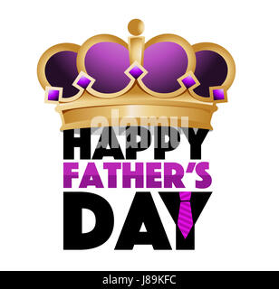 happy fathers day king crown sign isolated over a white background Stock Photo