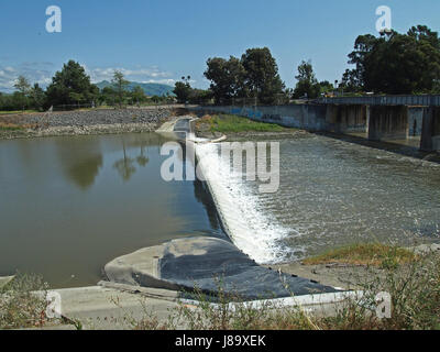 rubber dam, on Alameda Creek, Fremont, California Stock Photo