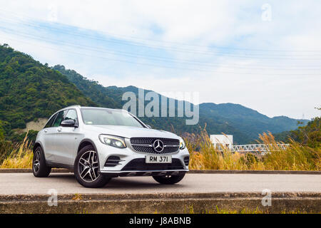 Hong Kong, China Feb 27, 2017 : Mercedes-AMG GLC 43 2017 Test Drive Day on Feb 27 2017 in Hong Kong. Stock Photo