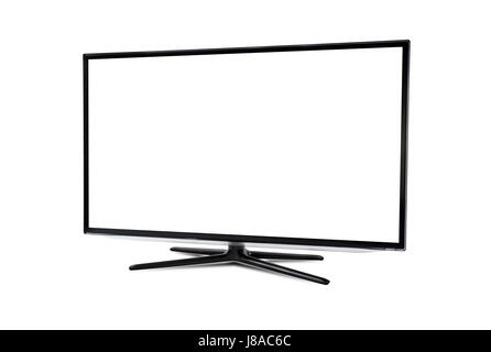 Smart TV with blank screen isolated on white background Stock Photo