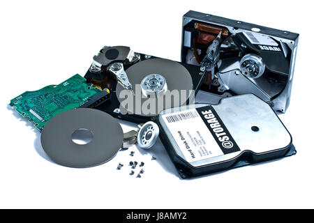 parts of harddrive with fantasy label Stock Photo