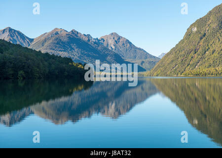 Lake Gunn, Reflection in Lake, Fiordland National Park, Southland, South Island, New Zealand