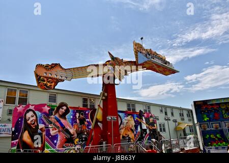 Ocean City boardwalk amusement park rides Stock Photo