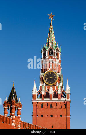 Spasskaya Tower of Kremlin on the Red Square in Moscow, Russia Stock Photo