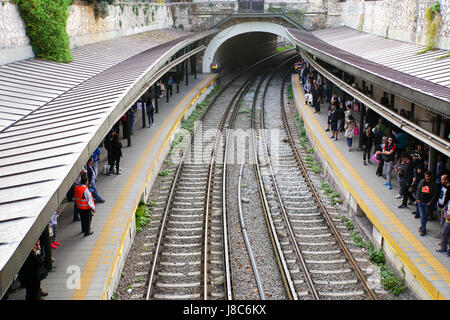 A modern train station in Athens, Greece Stock Photo