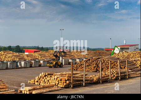 Modern sawmill plant in German countryside Stock Photo