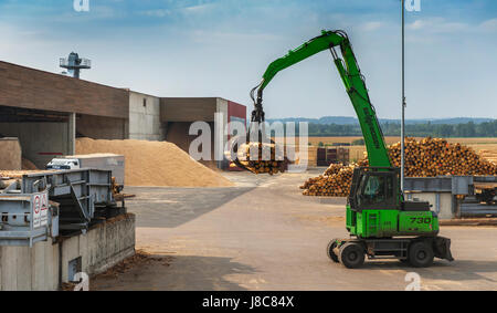 Modern sawmill plant in German countryside Stock Photo