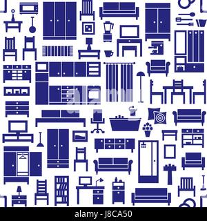 Furniture and home equipment related vector seamless pattern 1 Stock Vector