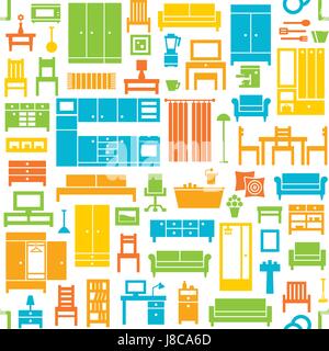 Furniture and home equipment related vector seamless pattern 3 Stock Vector