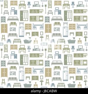 Vector furniture seamless pattern background 2 Stock Vector