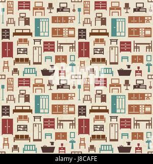 Vintage vector furniture seamless pattern background Stock Vector