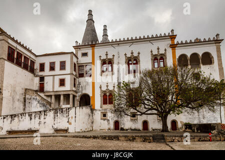 The Sintra National Palace (Palacio Nacional de Sintra), or Town Palace (Palacio da Vila), near Lisbon, Portugal Stock Photo