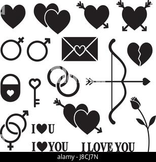Dating Love Romantic Collection Icons Set Vector Stock Vector Image ...