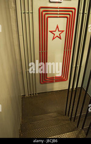 Moscow, Russia: the stairs at Bunker-42, anti-nuclear underground facility built in 1956 as command post of strategic nuclear forces of Soviet Union Stock Photo