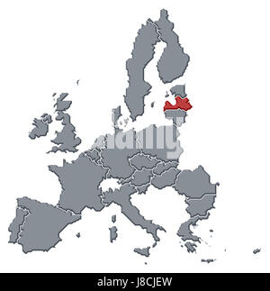 European Union, map, atlas, map of the world, profile, symbolic, political, Stock Photo