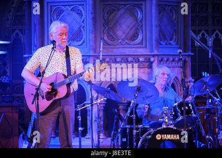 London, UK. 27th May, 2017. Fairport Convention (Simon Nicol; guitar: Gerry Conway; drums) perform at the Union Chapel on the bands 50th anniversary. Credit: MusicLive/Alamy Live News Stock Photo