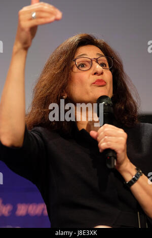 Hay Festival 2017 - Hay on Wye, Wales, UK - May 2017 - Economist Nemat Shafik the new Director of the London School of Economics ( LSE ) on stage at the Hay Festival - the Hay Festival celebrates its 30th anniversary in 2017 - Credit: Steven May/Alamy Live News Stock Photo