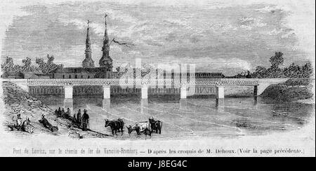 A 1862 engraving from 'L'Illustration' depicting the new iron bridge of ...