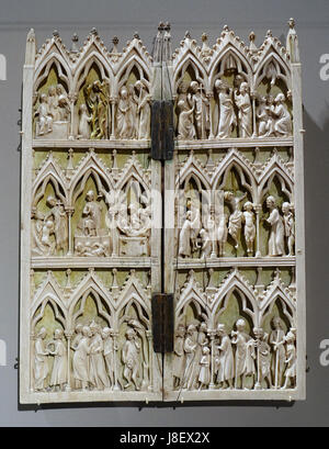 Diptych with Scenes from the Passion of Christ., c. 1250, ivory   Bode Museum   DSC03633 Stock Photo