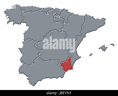 spain, map, atlas, map of the world, profile, symbolic, political, colour, Stock Photo