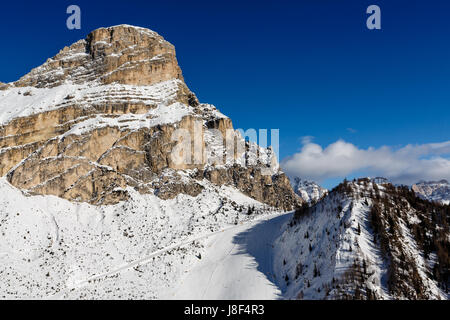 Slope on the Skiing Resort of Colfosco, Alta Badia, Dolomites Alps, Italy Stock Photo