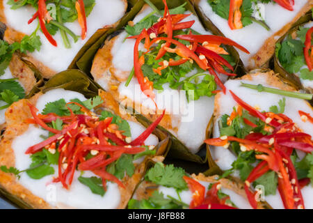 Steamed fish with curry paste. delicacies famous in Thailand. Stock Photo