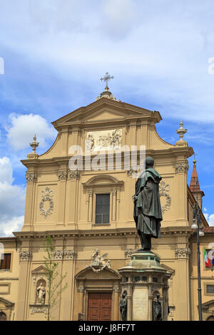 Basilica di San Marco and the monument to General Manfredo Fanti, Piazza di San Marco, Florence, Tuscany, Italy, Europe. Stock Photo