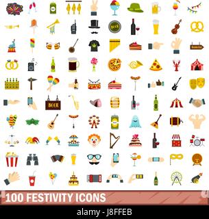 100 festivity icons set, flat style Stock Vector Image & Art - Alamy