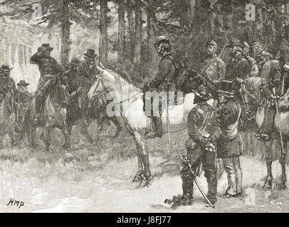 Meeting of Lee and Grant at Appomattox Court House April 9 1865 Stock Photo