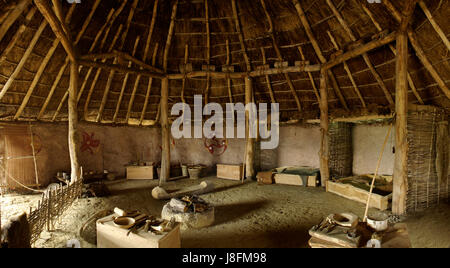 Celtic Iron Age roundhouse reconstructed on original foundations at ...