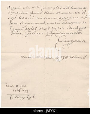 Letter Catharine II of Russia 1764 07 11 Stock Photo