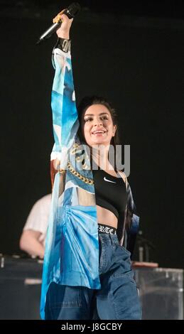 Charli XCX performs during a collaboration with Mura Masa during BBC Radio 1's Big Weekend at Burton Constable Hall, Burton Constable, Skirlaugh in Hull. Stock Photo