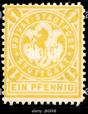 Germany Stuttgart 1886 local stamp   1 unused Stock Photo