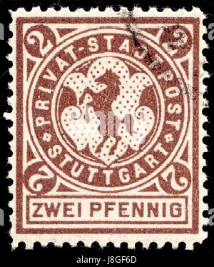 Germany Stuttgart 1886 local stamp   2 used Stock Photo