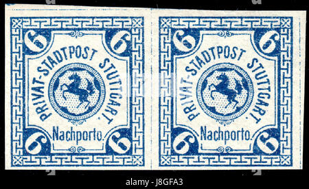 Germany Stuttgart 1896 local postage due stamp 6Pfg   45 unused pair Stock Photo
