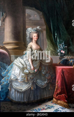 Marie Antoinette. Portrait of Marie Antoinette (1755-1793), Queen of France and wife of King Louis XVI, by Élisabeth Vigée Le Brun, oil on canvas, 1783. Stock Photo