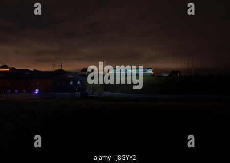 21/05/2017 Forton (South of Lancaster ) Freightliner Class 66 locomotive waiting while spoil is loaded, from track renewal for Network Rail Stock Photo