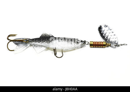 artificial fishing lure isolated on white background Stock Photo