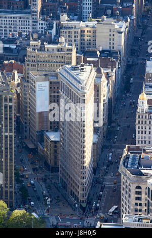 aerial view of the flatiron building fifth avenue and broadway New York City USA Stock Photo