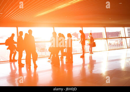 group of people in an airport Stock Photo