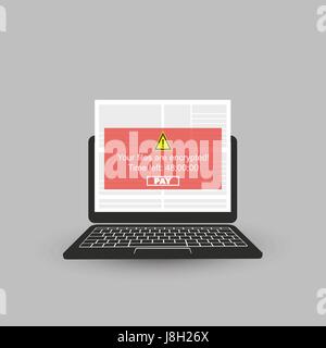 Locked Device, Encrypted Files, Lost Documents, Ransomware Attack - Virus Infection, Malware, Fraud, Spam, Phishing, Email Scam, Hacking - IT Security Stock Vector