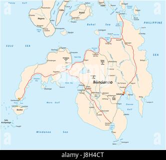 Map of the second largest Philippine islands Mindanao Stock Vector ...