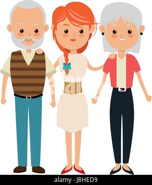 family people mother with gradpa and grand mom Stock Vector