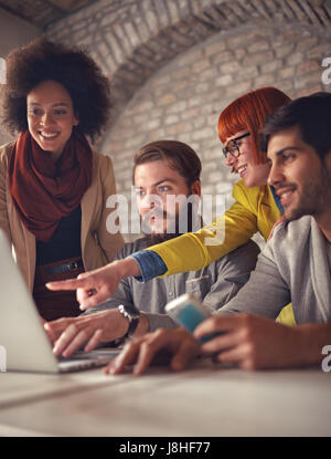 freelance designers team successful working project together Stock Photo