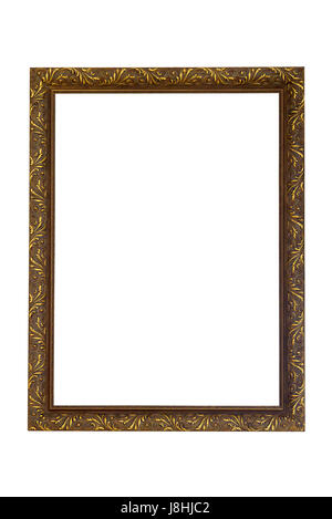 Rectangle gilded picture frame isolated on white background with clipping path Stock Photo