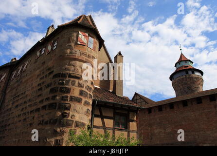 sights, nuremberg, fortress, style of construction, architecture, architectural Stock Photo