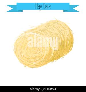 Hay bale vector illustration on white. Straw bale isolated. Stock Vector