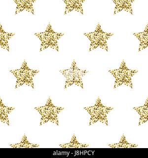 Gold foil shimmer glitter star seamless pattern. Stock Vector