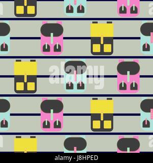 Backpack seamless vector pattern. Stock Vector